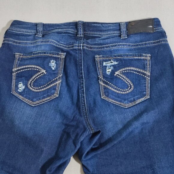 Silver Jeans women's size 14/L34 indigo blue Suki Mid Straight Super stretch - Picture 4 of 16